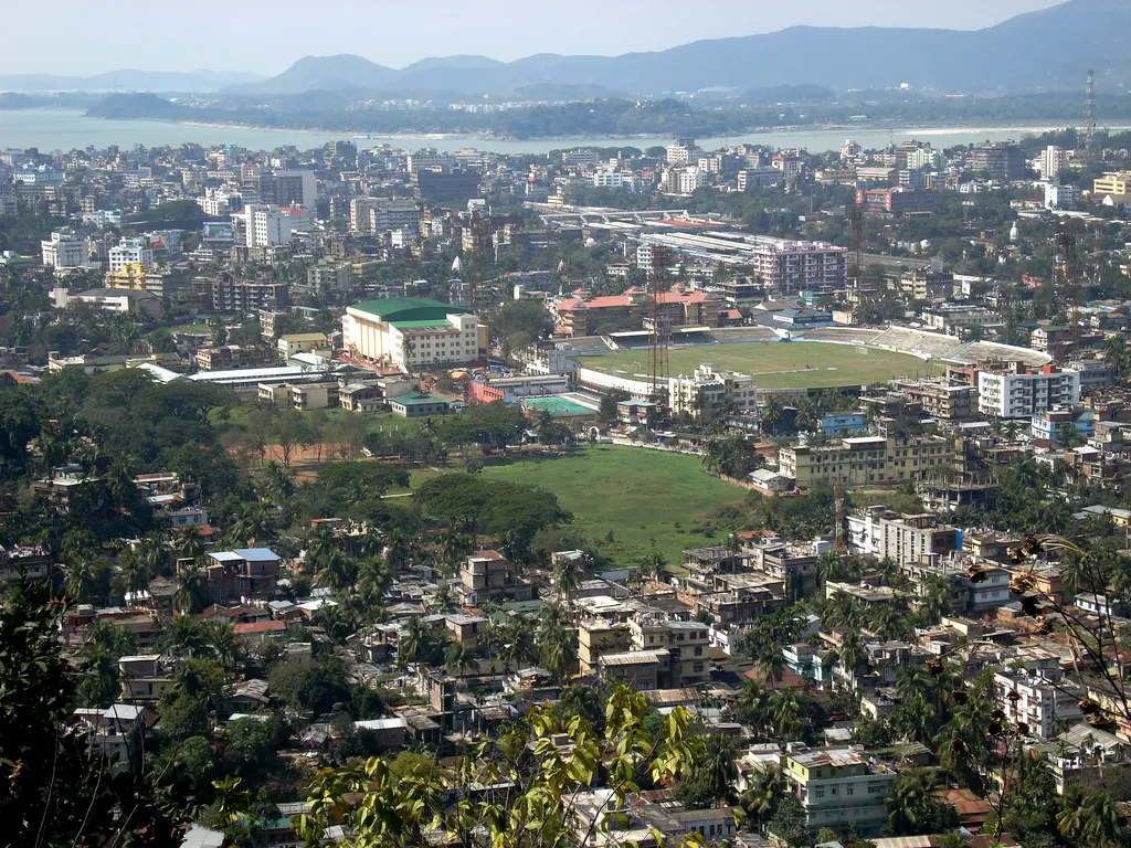 Guwahati city skyline on the Brahmaputra